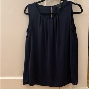 Ann Taylor Navy Blue Pleated sleeves blouse